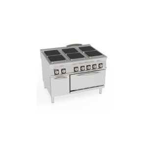 CUCINA ELETTRICA 6 PIASTRE ERMETICHE QUADRE (30X30CM - 11.8X11.8IN) CON FORNO ELETTRICO CONVEZIONE GN1/1 CON 1 GRIGLIA