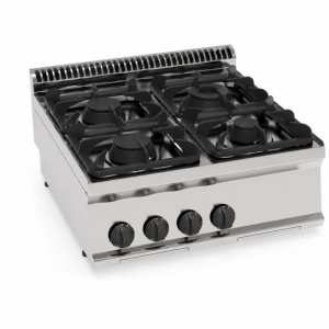 Piano cottura gas 4 fuochi con griglie in ghisa top
