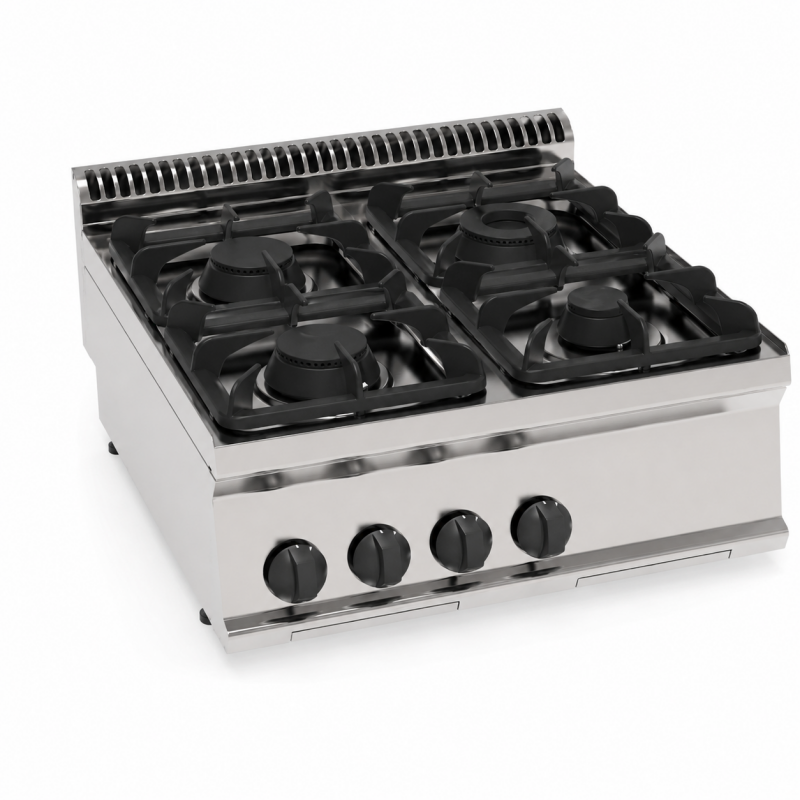 Piano cottura gas 4 fuochi con griglie in ghisa top