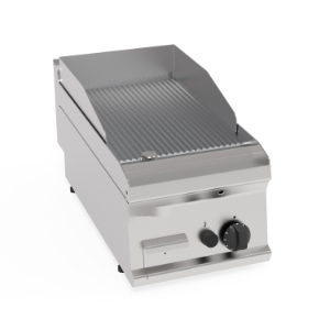 FRY-TOP GAS PIASTRA RIGATA CROMATA SPAZZOLATA TOP