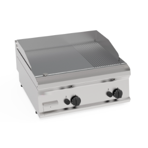 FRY-TOP GAS PIASTRA 1/3 RIGATA CROMATA SPAZZOLATA TOP