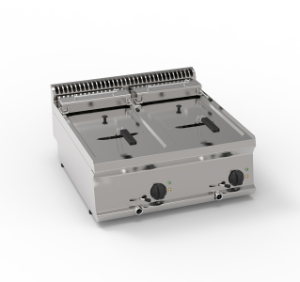 FRIGGITRICE ELETTRICA VASCA DOPPIA 8+8LT CON ELEMENTI RISCALDANTI IN VASCA BASCULANTI TOP – CESTELLI E COPERCHI INCLUSI