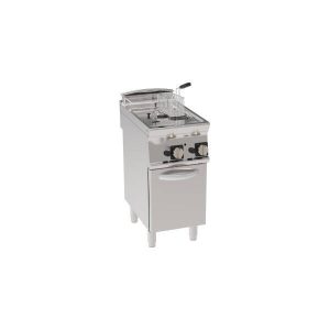 FRIGGITRICE GAS VASCA DOPPIA 8+8LT CON SCAMBIATORI IN VASCA FREESTANDING SU VANO CHIUSO – CESTELLI, COPERCHI E VASCA RECUPERO OLIO INCLUSI