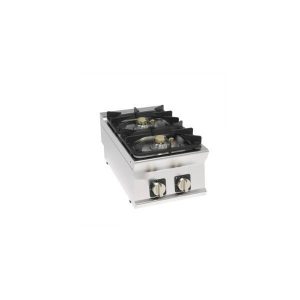 PIANO COTTURA GAS ERMETICO 2 FUOCHI SUPER CON GRIGLIE IN GHISA TOP