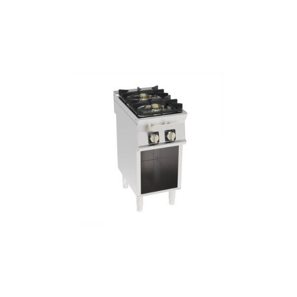 PIANO COTTURA GAS 2 FUOCHI CON GRIGLIE IN GHISA FREESTANDING SU VANO APERTO