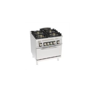 CUCINA GAS ERMETICA 4 FUOCHI CON GRIGLIE IN GHISA SU FORNO ELETTRICO STATICO GN2/1 CON 1 GRIGLIA
