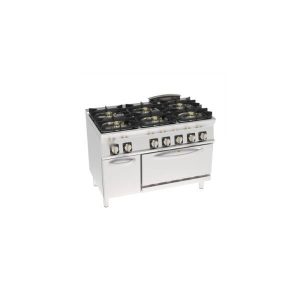 CUCINA GAS ERMETICA 6 FUOCHI CON FORNO ELETTRICO CONVEZIONE GN1/1 CON 1 GRIGLIA