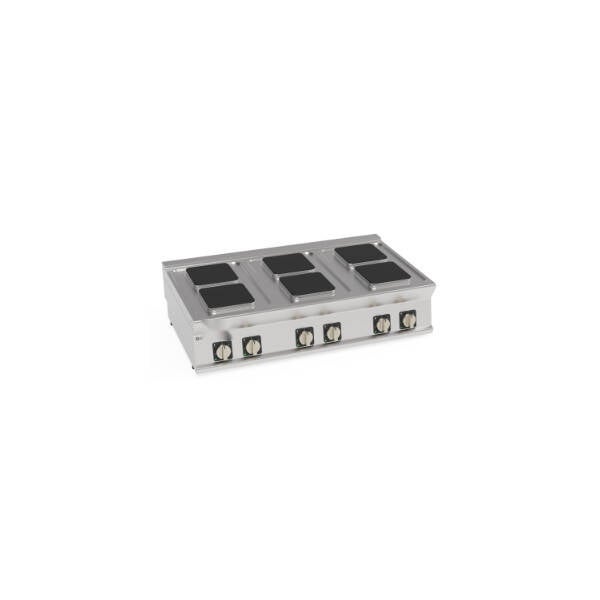 PIANO COTTURA ELETTRICO 6 PIASTRE ERMETICHE QUADRE (22X22CM – 8.7X8.7IN) TOP