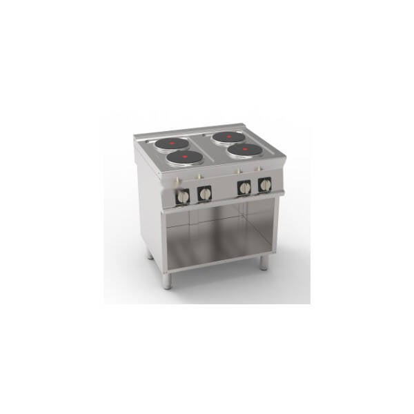 PIANO COTTURA ELETTRICO 4 PIASTRE ERMETICHE TONDE (DIAM 22CM – 8.7IN) FREESTANDING SU VANO APERTO