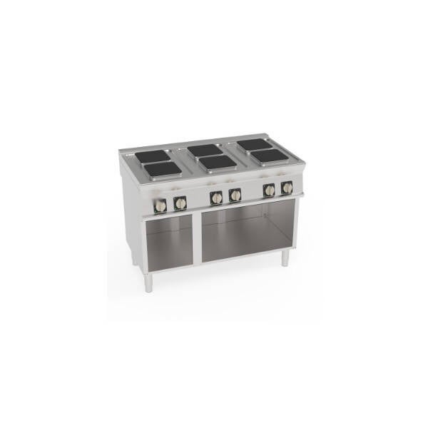 PIANO COTTURA ELETTRICO 6 PIASTRE ERMETICHE QUADRE (22X22CM – 8.7X8.7IN) FREESTANDING SU VANO APERTO