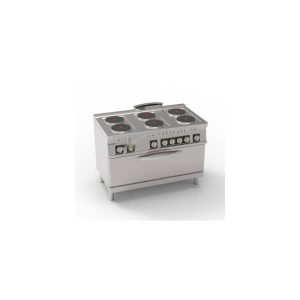 CUCINA ELETTRICA 6 PIASTRE ERMETICHE TONDE (DIAM 22CM - 8.7IN) SU FORNO ELETTRICO STATICO FULL-SIZE(CM92,5X63X30) CON 1 GRIGLIA