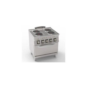 CUCINA ELETTRICA 4 PIASTRE ERMETICHE TONDE (DIAM 22CM - 8.7IN) SU FORNO ELETTRICO CONVEZIONE GN1/1 CON 1 GRIGLIA