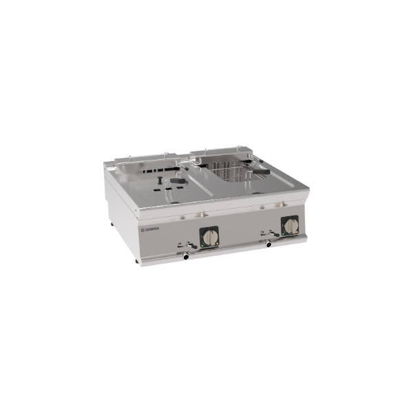 FRIGGITRICE ELETTRICA VASCA DOPPIA 8+8LT SUPER CON ELEMENTI RISCALDANTI IN VASCA BASCULANTI TOP – CESTELLI E COPERCHI INCLUSI