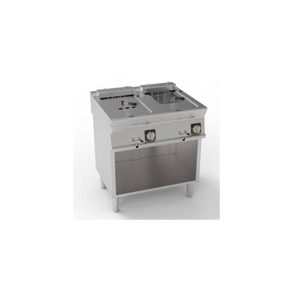 FRIGGITRICE ELETTRICA VASCA DOPPIA 8+8LT SUPER CON ELEMENTI RISCALDANTI IN VASCA BASCULANTI FREESTANDING SU VANO APERTO – CESTELLI E COPERCHI INCLUSI