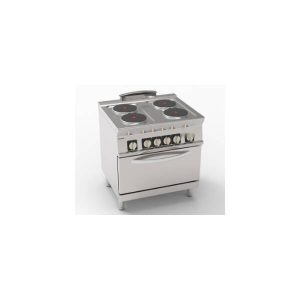 CUCINA ELETTRICA 4 PIASTRE TONDE ERMETICHE SU FORNO ELETTRICO STATICO GN2/1 CON 1 GRIGLIA (DIAM 22CM - 8.7IN)