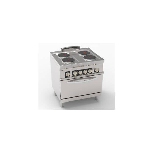 CUCINA ELETTRICA 4 PIASTRE TONDE ERMETICHE SU FORNO ELETTRICO STATICO GN2/1 CON 1 GRIGLIA (DIAM 22CM – 8.7IN)