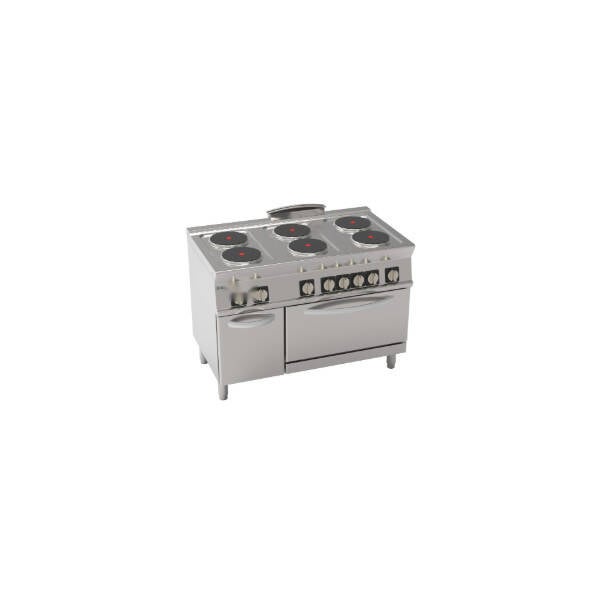 CUCINA ELETTRICA 6 PIASTRE TONDE ERMETICHE SU FORNO ELETTRICO STATICO GN2/1 CON 1 GRIGLIA (DIAM 22CM – 8.7IN)