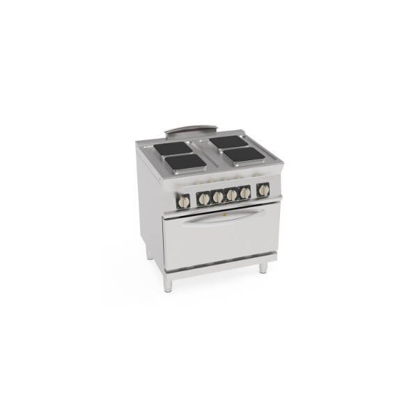 CUCINA ELETTRICA 4 PIASTRE QUADRE ERMETICHE SU FORNO ELETTRICO STATICO GN2/1 CON 1 GRIGLIA (PIASTRA 22X22CM – 8.7X8.7IN)