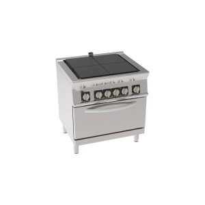 CUCINA ELETTRICA 4 PIASTRE QUADRE COMPLANARI BASCULANTI SU FORNO ELETTRICO STATICO GN2/1 CON 1 GRIGLIA (PIASTRA 30X30CM - 11.8X11.8IN)
