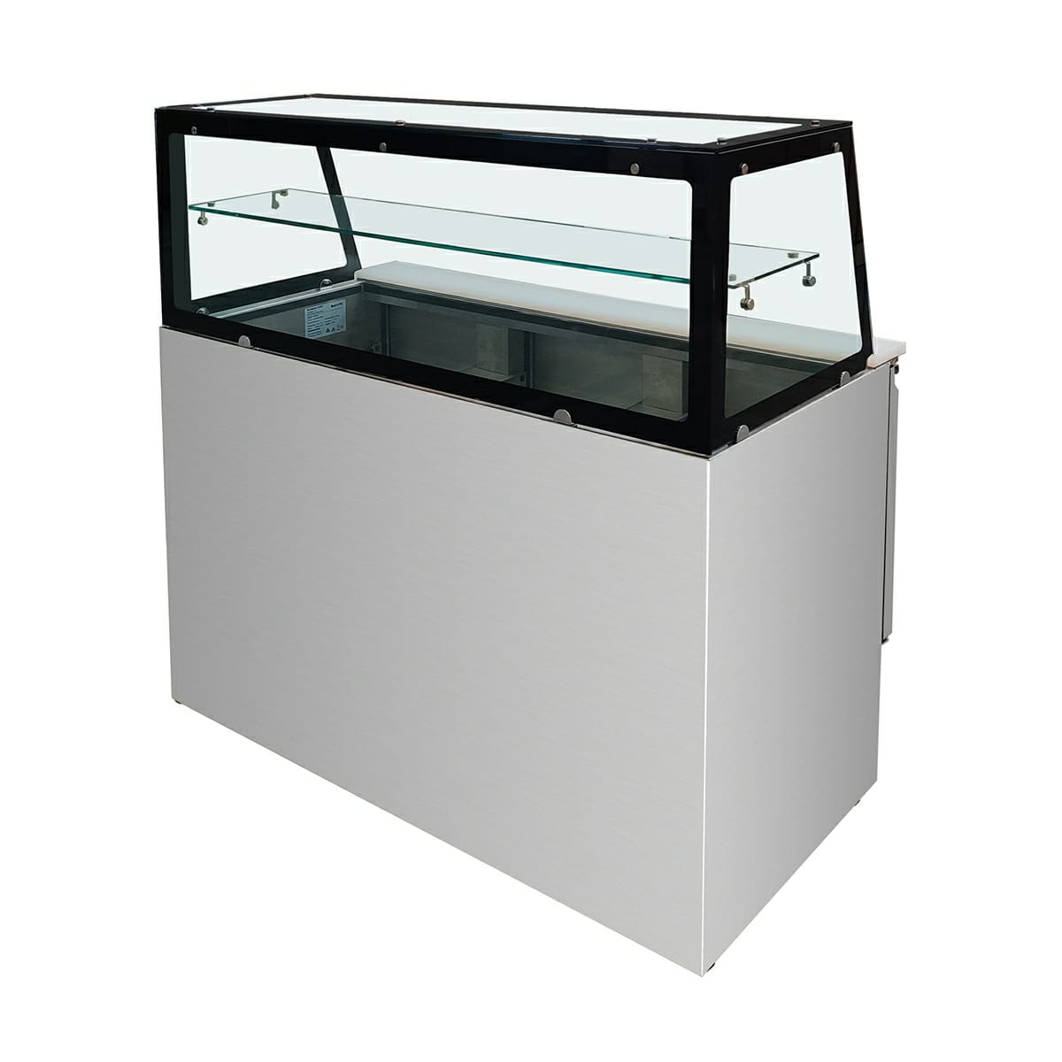 Saladette refrigerata a due porte con sovrastruttura in vetro, linea Inoxgastroshop