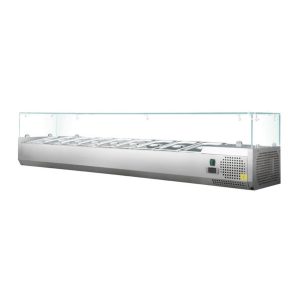 Vetrina refrigerata a giorno GN 1/3, 213 x 40, sovrastruttura in vetro