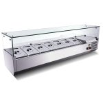 Vetrina refrigerata a giorno GN 1/3, 213 x 40, sovrastruttura in vetro