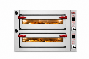 Forno Elettrico Pizzeria Professionale Digitale Doppio (4 + 4) Pizze Diametro 34 Cm H 15 Cm