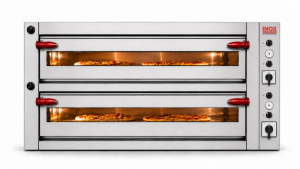 Forno Elettrico Pizzeria Professionale Manuale Doppio (9 + 9) Pizze Diametro 34 Cm H 15 Cm