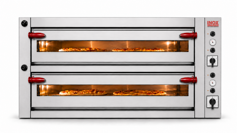 Forno Elettrico Pizzeria Professionale Manuale Doppio (9 + 9) Pizze Diametro 34 Cm H 15 Cm