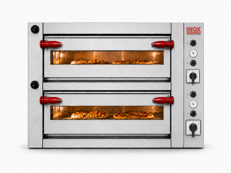 Forno Elettrico Pizzeria Professionale Manuale Doppio (6 + 6) Pizze Diametro 34 Cm H 15 Cm