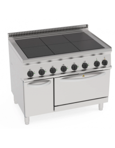 Cucina elettrica 6 piastre quadre complanari fisse – forno elettrico statico GN2/1 – potenza tot 20,3Kw trifase – cm 105x70x85h