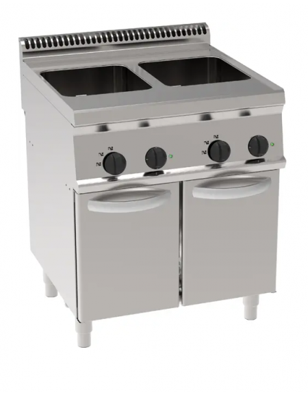 Cuocipasta elettrico vasca doppia 23+23lt GN2/3 freestanding su vano chiuso – cestelli non inclusi
