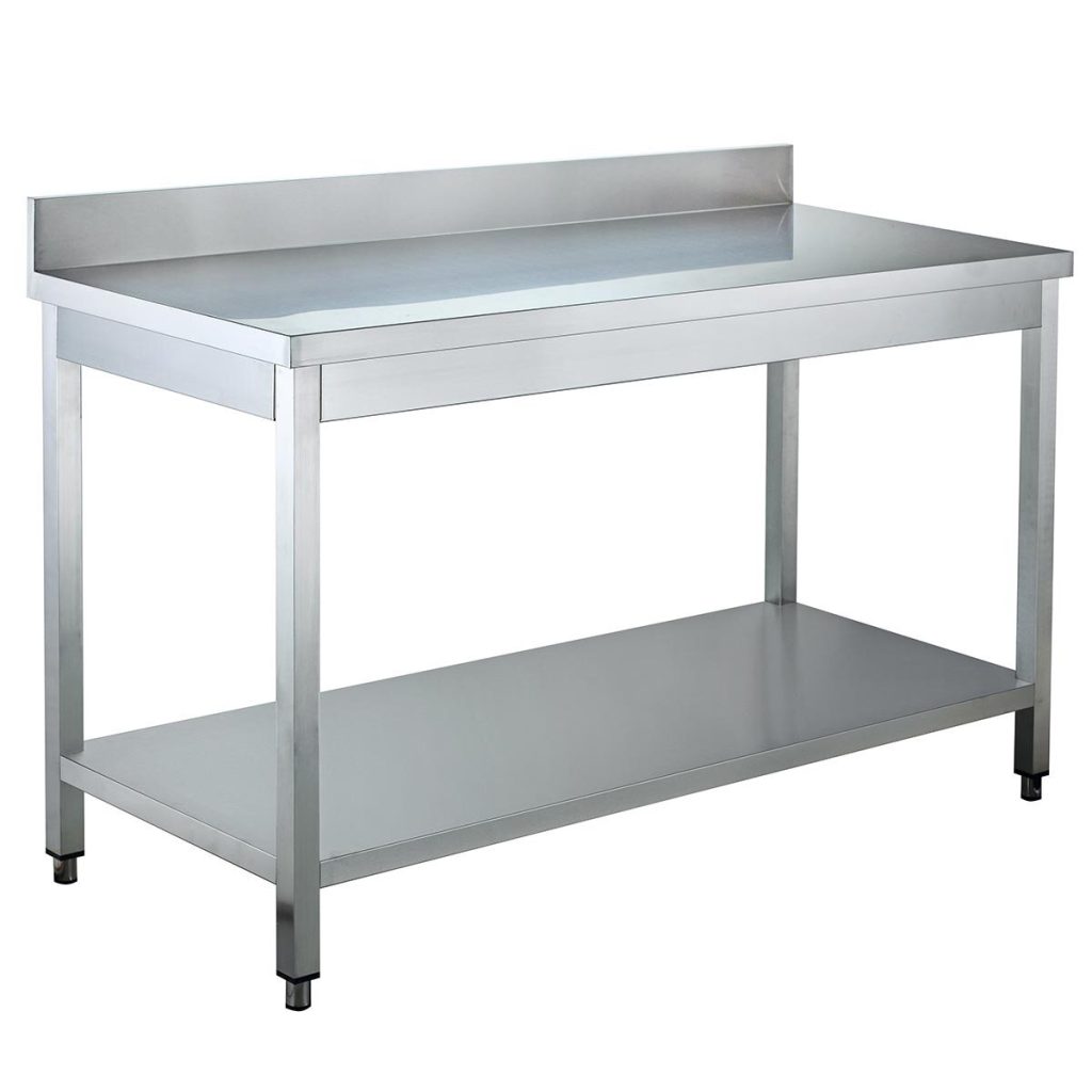 Tavolo da lavoro EASYLINE con ripiano inferiore e alzata, 1500 x 600 mm
