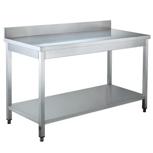 Tavolo da lavoro EASYLINE con ripiano inferiore e alzata, 600 x 600 mm