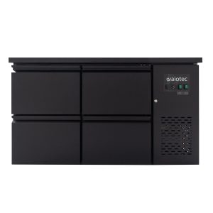 Tavolo Bar Refrigerato nero / 4 cassetti - 280 L, 1465 x 520 mm
