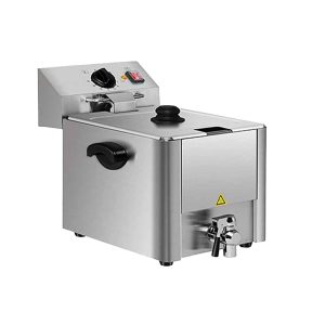 Friggitrice elettrica EASYLINE 1 vasca con rubinetto di scarico 8 litri, 310 x 570 mm