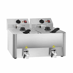 Friggitrice elettrica EASYLINE 2 vasche con rubinetto di scarico 8+8 litri, 600 x 570 mm