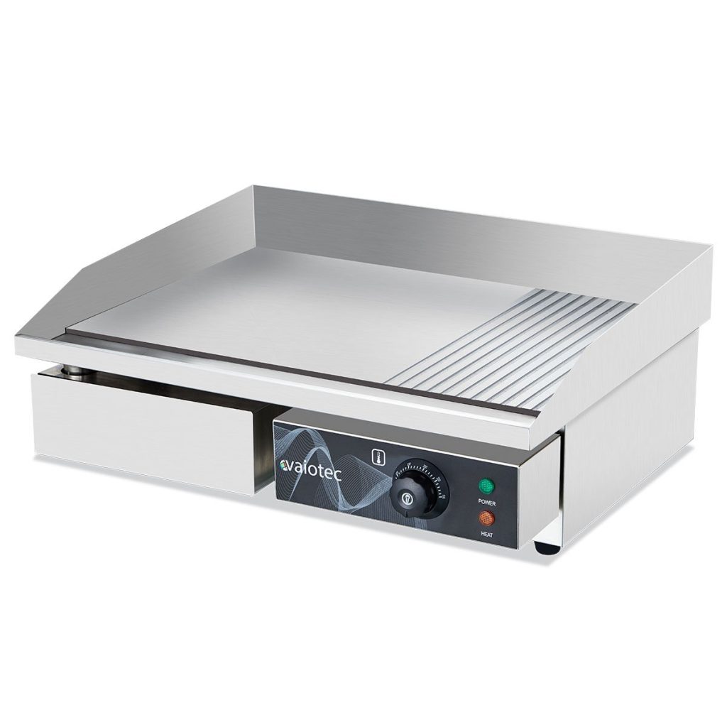 Piastra grill elettrica, superficie 1/3 rigata e 2/3 liscia, 550 x 445 mm