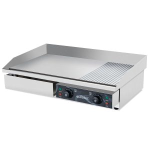 Piastra grill elettrica, superficie 1/3 rigata e 2/3 liscia, 730 x 510 mm