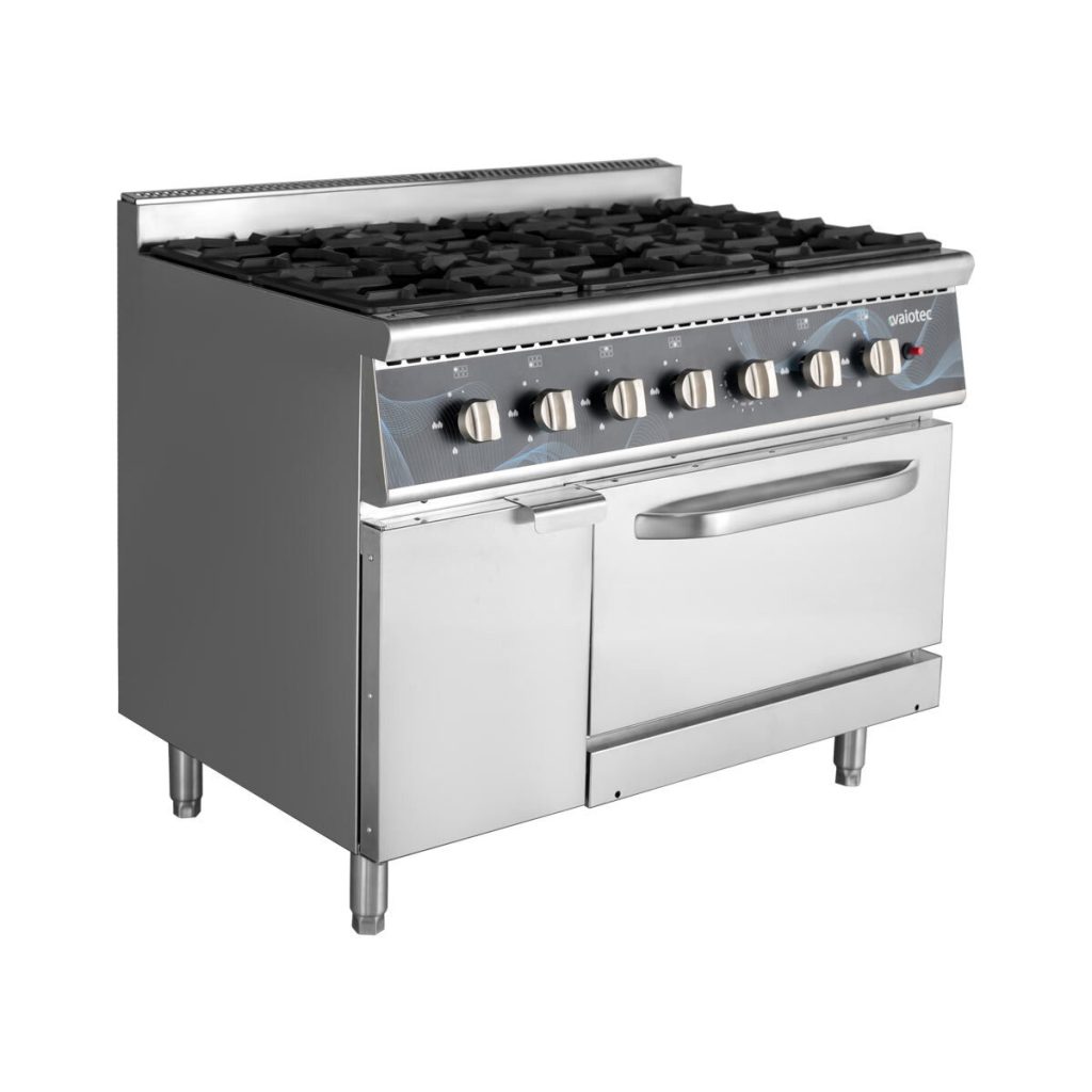 Cucina a gas – 6 fuochi 43,2 kW – con forno a gas, 1100 x 700 mm