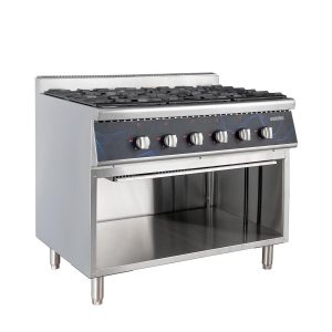 Cucina a gas - 6 fuochi 43,2 kW - base aperta, 1100 x 700 mm