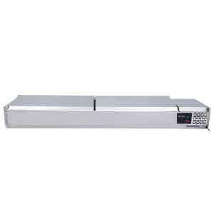 Vetrina refrigerata da banco con coperchio inox, 9x GN 1/3, 1980 x 395 mm