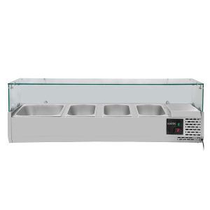 Vetrina Refrigerata con Copertura in Vetro 3xGN1/3 + 1xGN1/2, 1200 x 395 mm