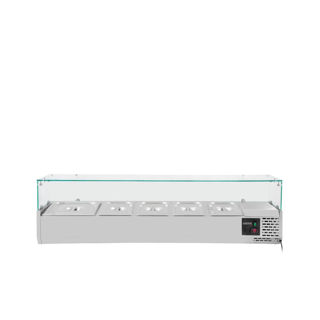 Vetrina Refrigerata con Copertura in Vetro 4xGN1/3 + 1xGN1/2, 1400 x 395 mm