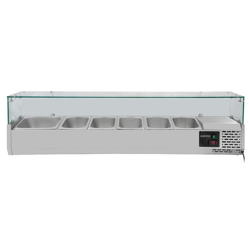 Vetrina Refrigerata con Copertura in Vetro 5xGN1/3 + 1xGN1/2, 1500 x 395 mm
