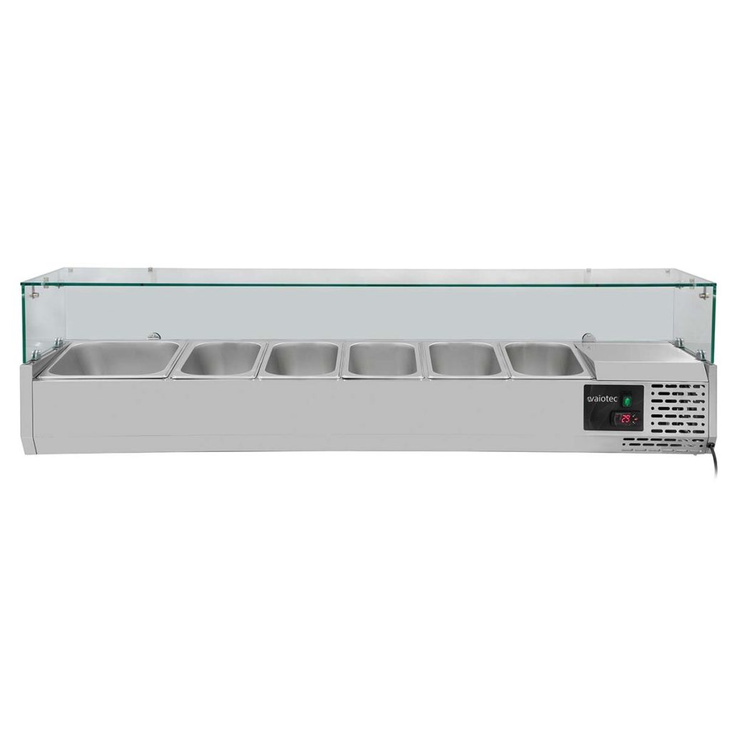 Vetrina refrigerata da banco con coperchio in vetro, 7x GN 1/3, 1600 x 395 mm