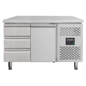Tavolo refrigerato / 1 porta e 3 cassetti a sinistra – Monoblocco, 1360 x 700 mm