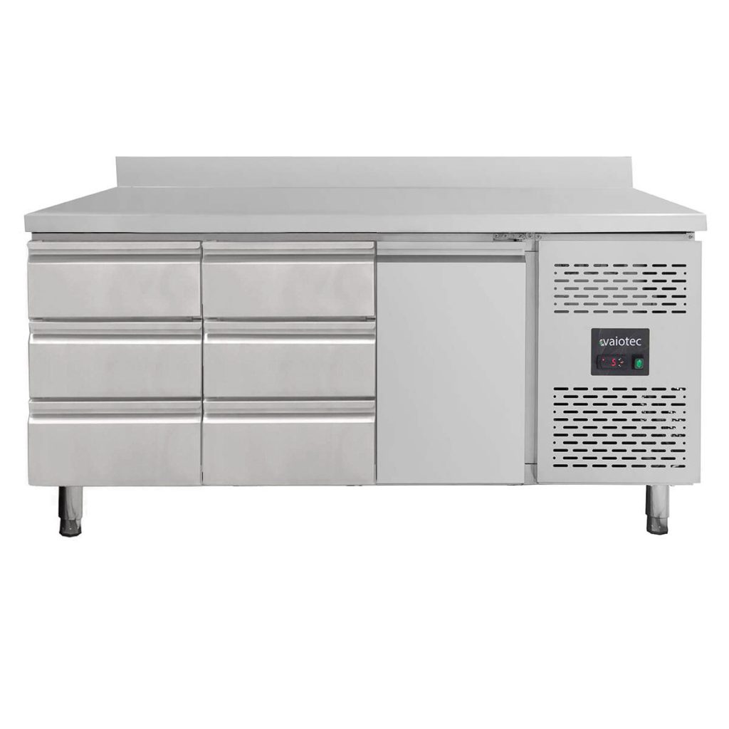 Tavolo refrigerato / 1 porta e 6 cassetti sinistra/centro con alzatina – Monoblocco, 1795 x 700 mm