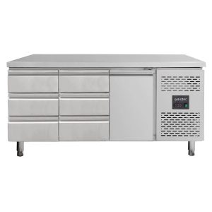 Tavolo refrigerato / 1 porta e 6 cassetti sinistra/centro – Monoblocco, 1795 x 700 mm