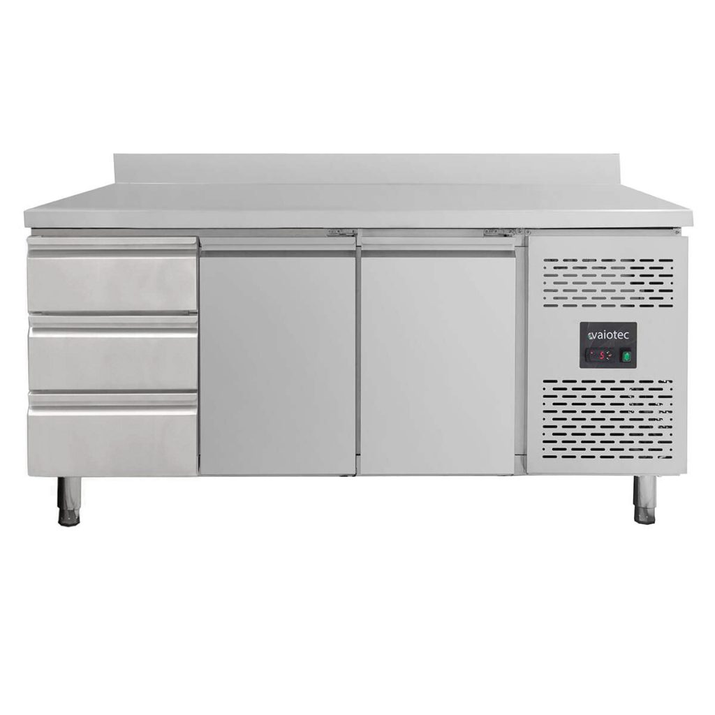 Tavolo refrigerato / 2 porte e 3 cassetti a sinistra con alzatina – Monoblocco, 1795 x 700 mm